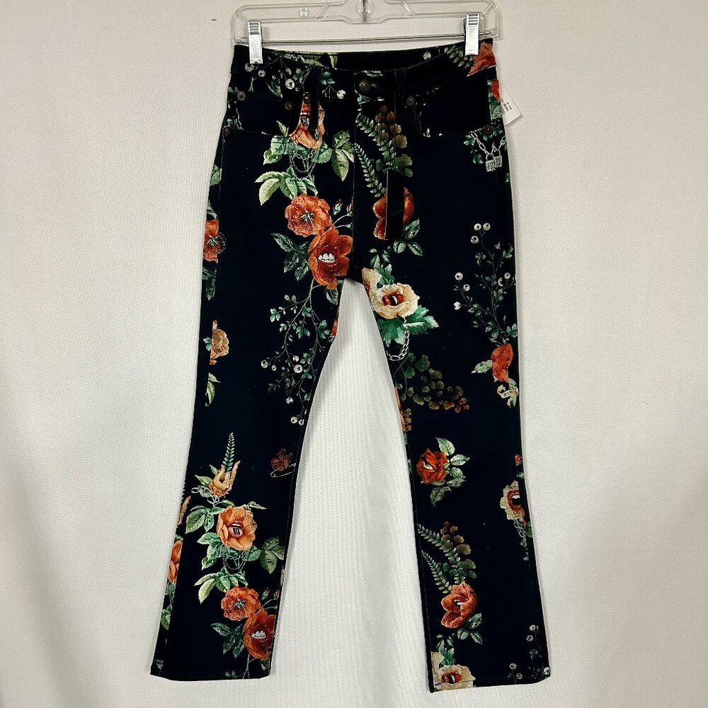 R13 High Waist Kick Fit Crop Jeans In Useless Treasure Black Floral